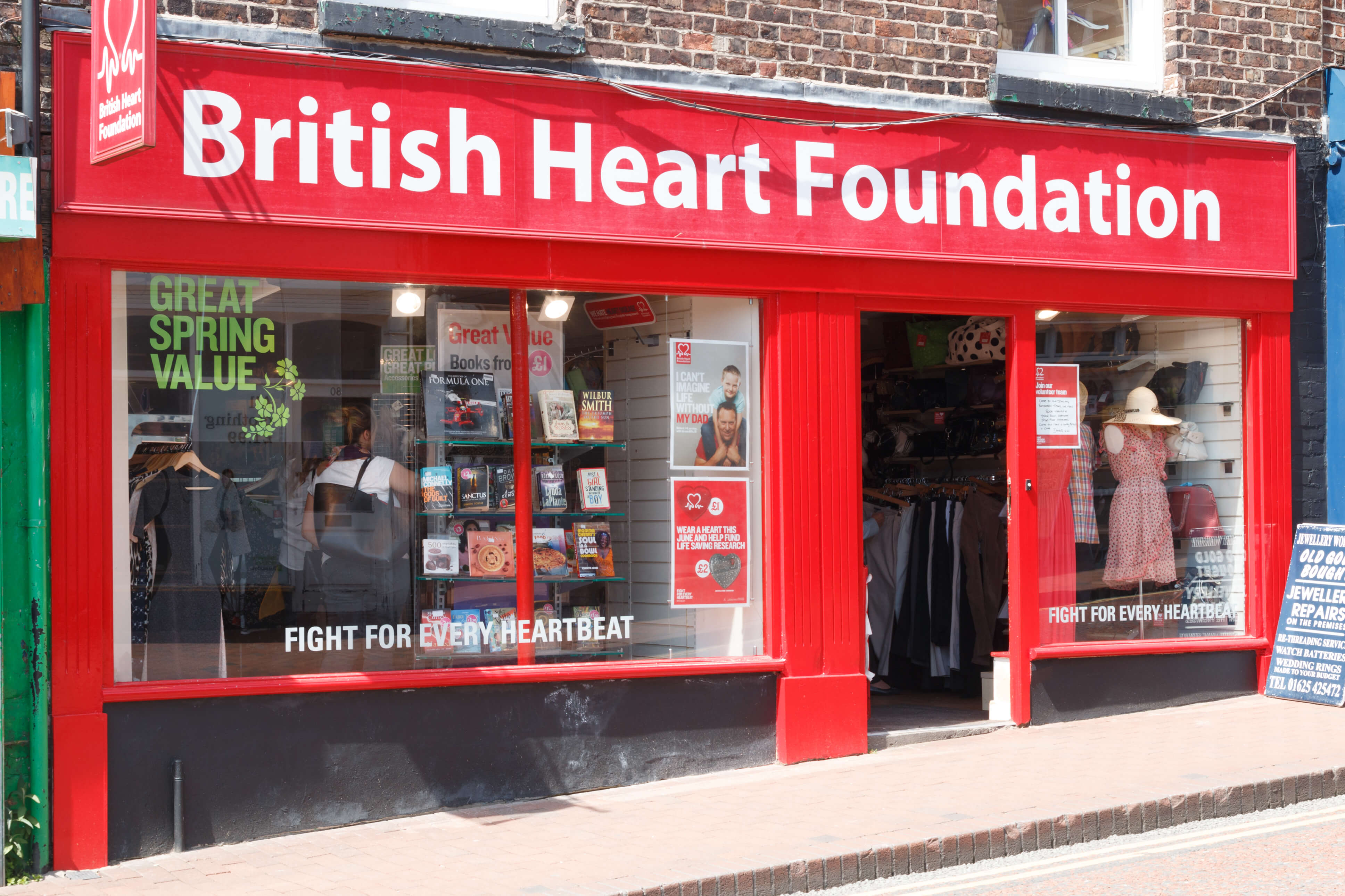 British heart foundation red shopfront